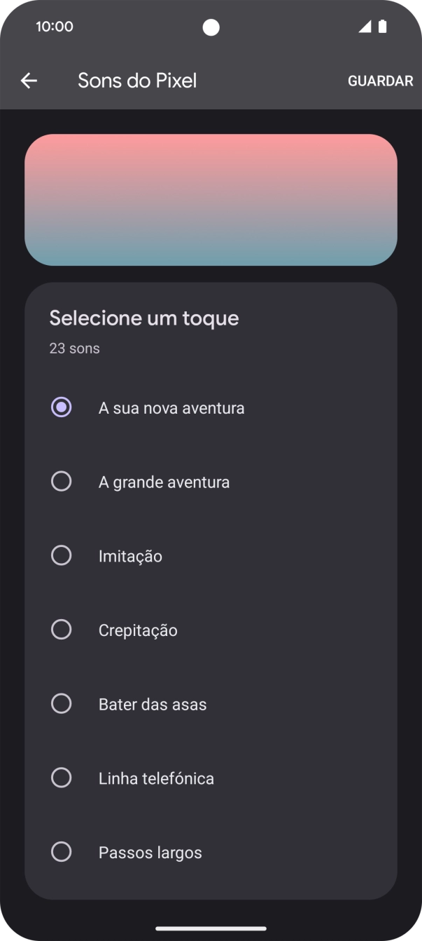 Prima os tons de toque pretendidos para os ouvir.