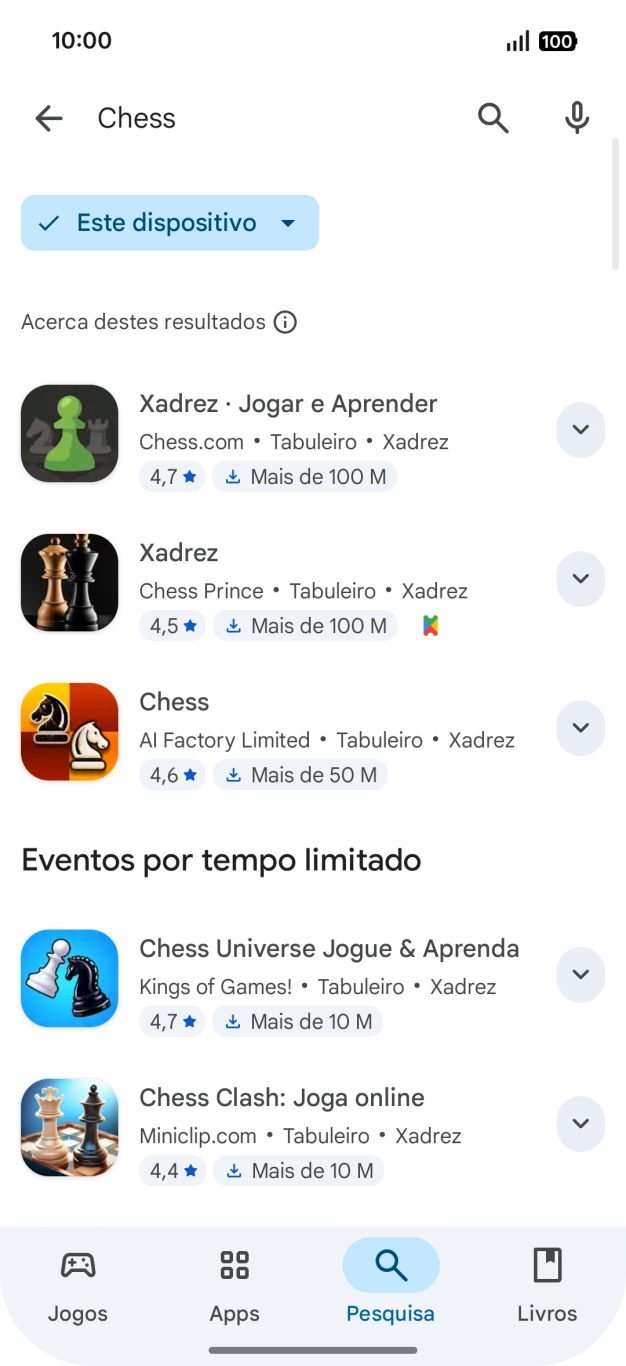 Prima a app pretendida.