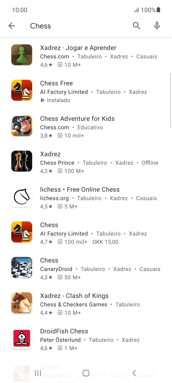 Prima a app pretendida.