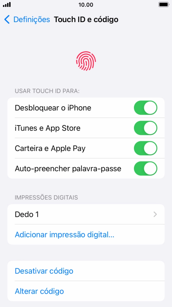 Prima os indicadores junto às definições pretendidas para as ativar ou desativar.