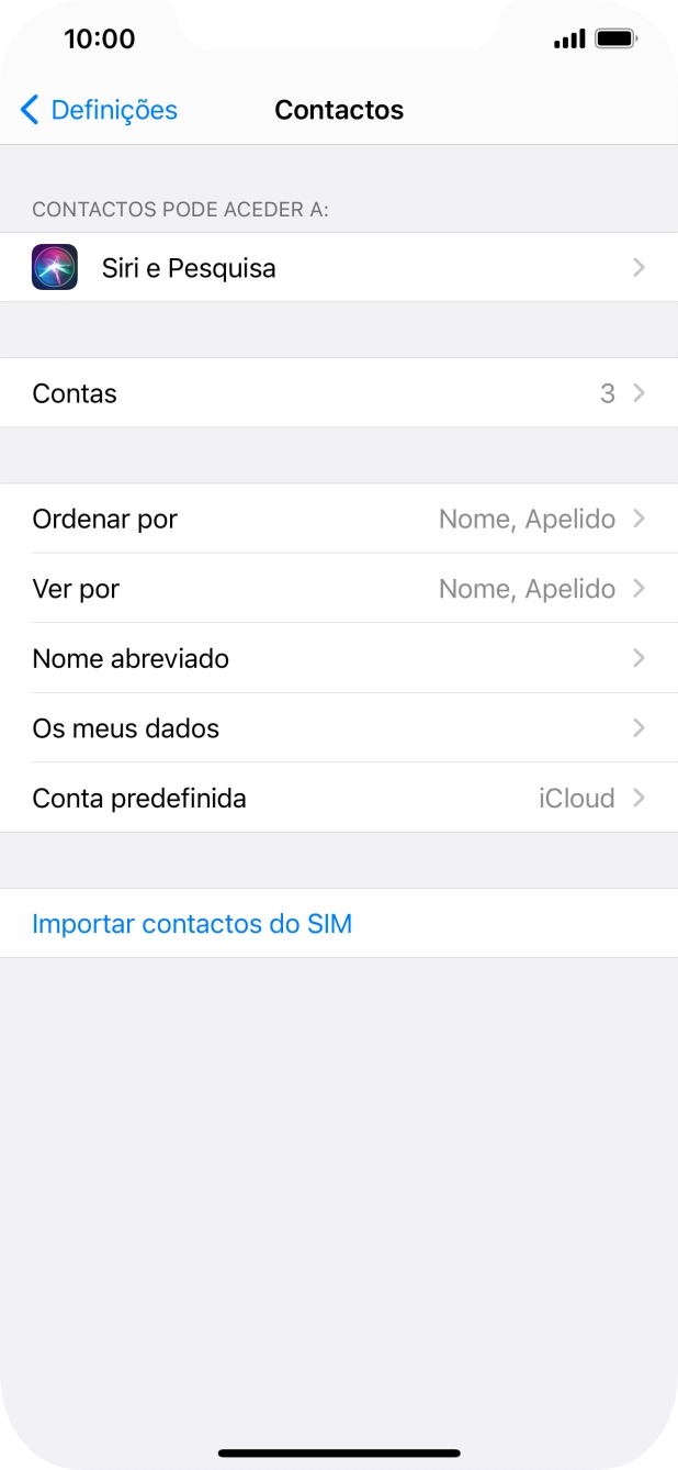 Prima Importar contactos do SIM.
