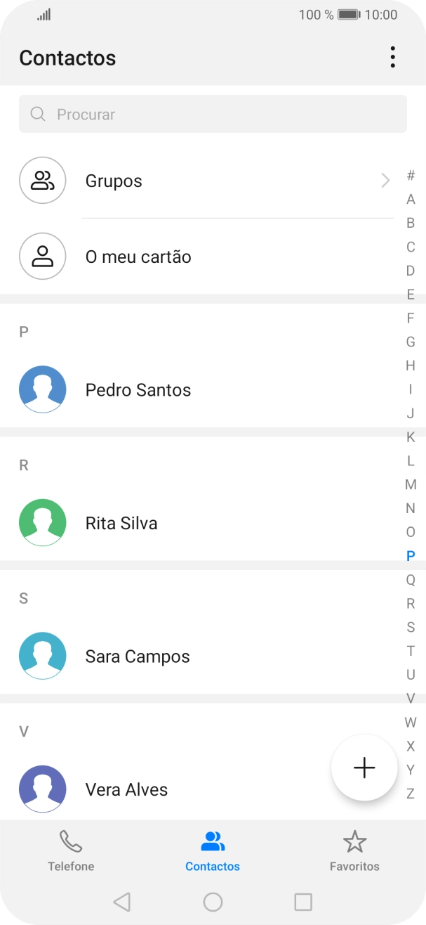Prima o ícone de novo contacto.