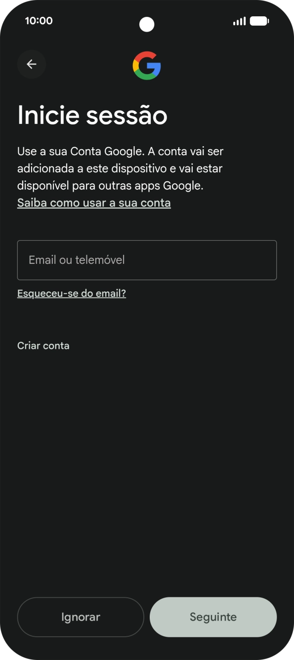 Siga as indicações no ecrã para terminar a ativação.