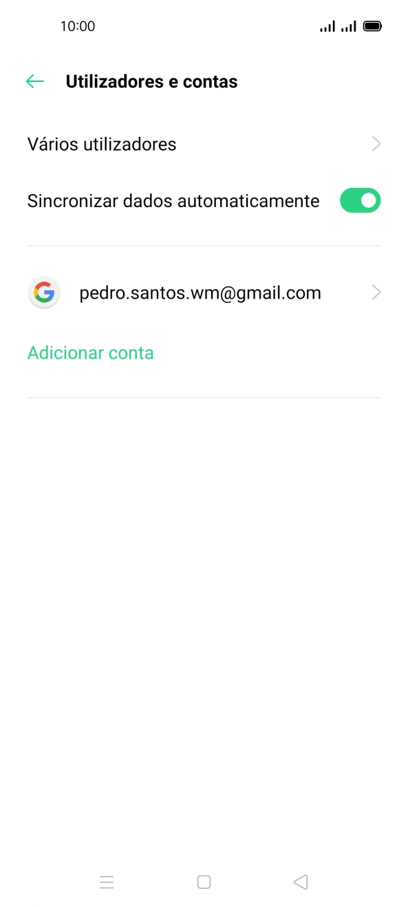 Prima Adicionar conta.