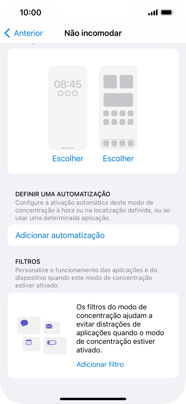 Prima Adicionar automatização e siga as indicações no ecrã para escolher as definições para ativação automática da função 