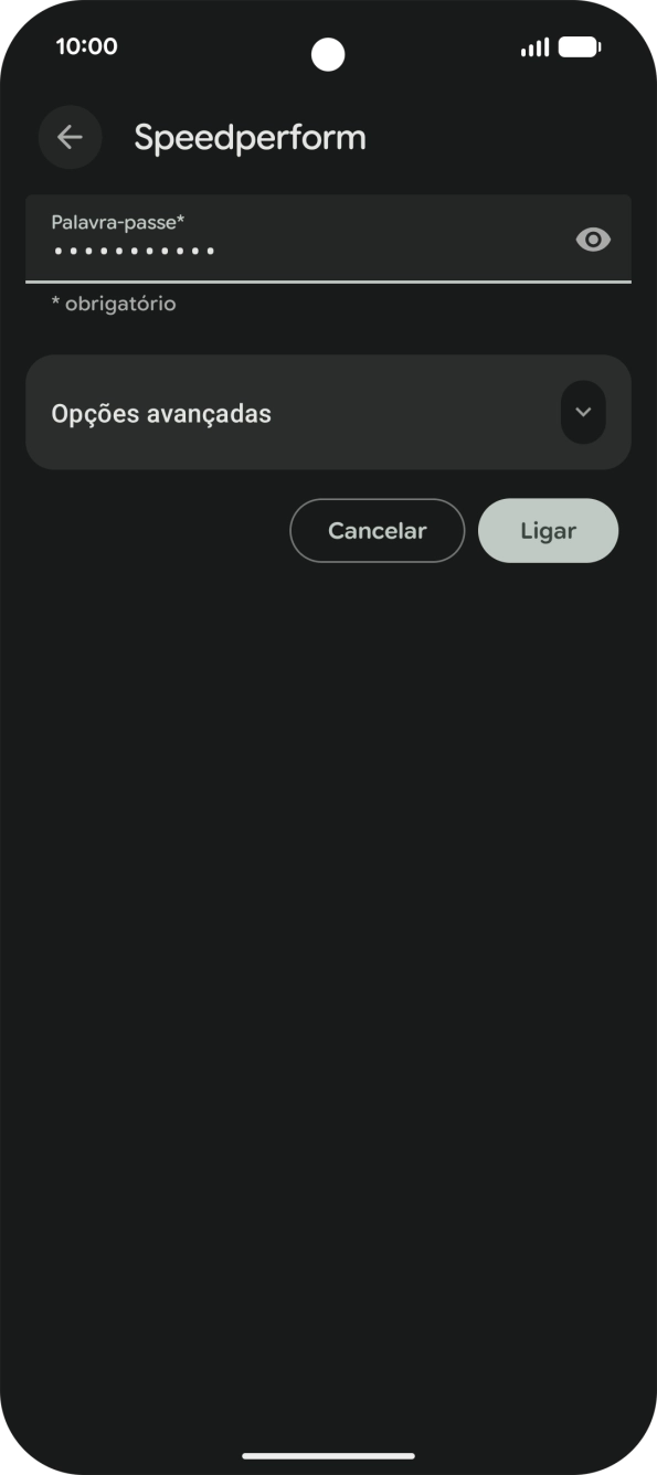 Introduza a password da rede Wi-Fi e prima Ligar.