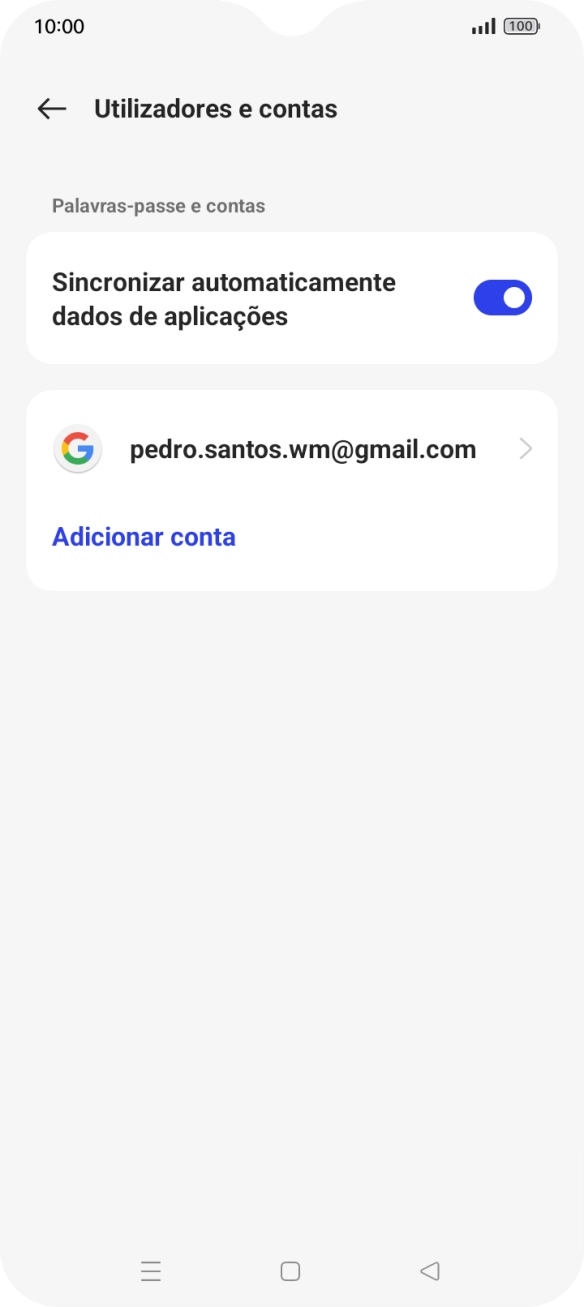 Prima Adicionar conta.