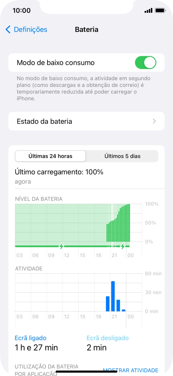 Para voltar ao ecrã inicial, deslize o dedo de baixo para cima a partir da base do ecrã.