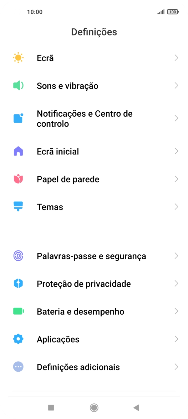 Prima Notificações e Centro de controlo.