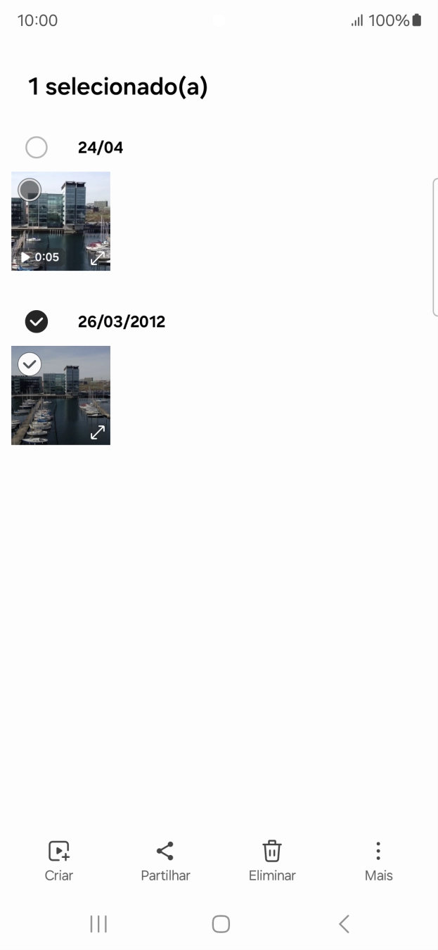 Prima as imagens ou vídeos pretendidos.