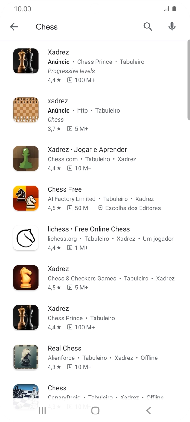 Prima a app pretendida.
