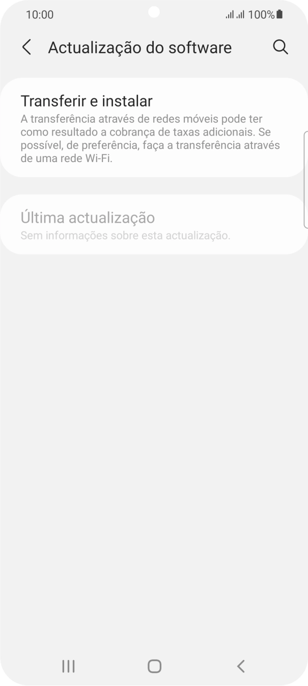 Prima Transferir e instalar. Se existir uma nova versão de software disponível, será agora indicado no ecrã. Siga as indicações no ecrã para atualizar o software do telefone.