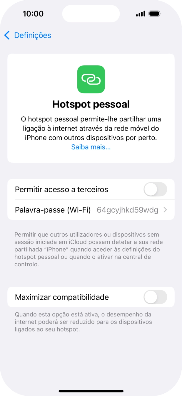 Prima Palavra-passe (Wi-Fi) e introduza a password pretendida.