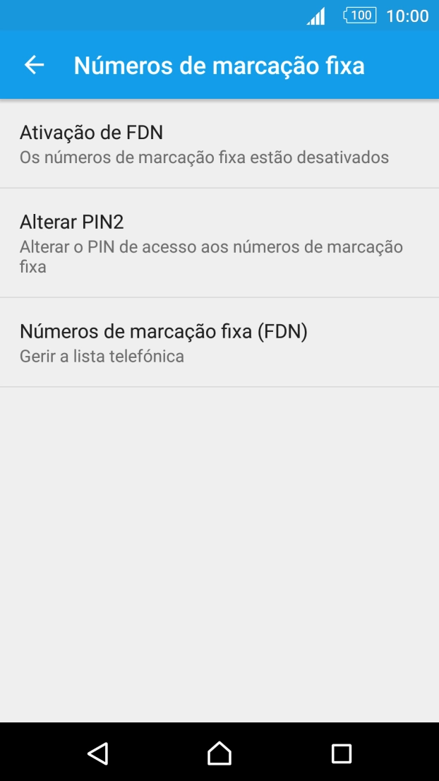 Prima Ativação de FDN para ativar a marcação permitida.