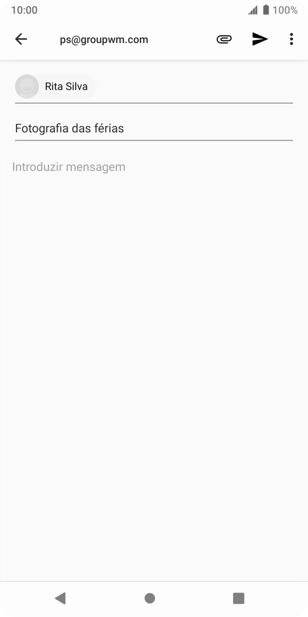 Prima o campo de escrita e escreva o texto do e-mail.