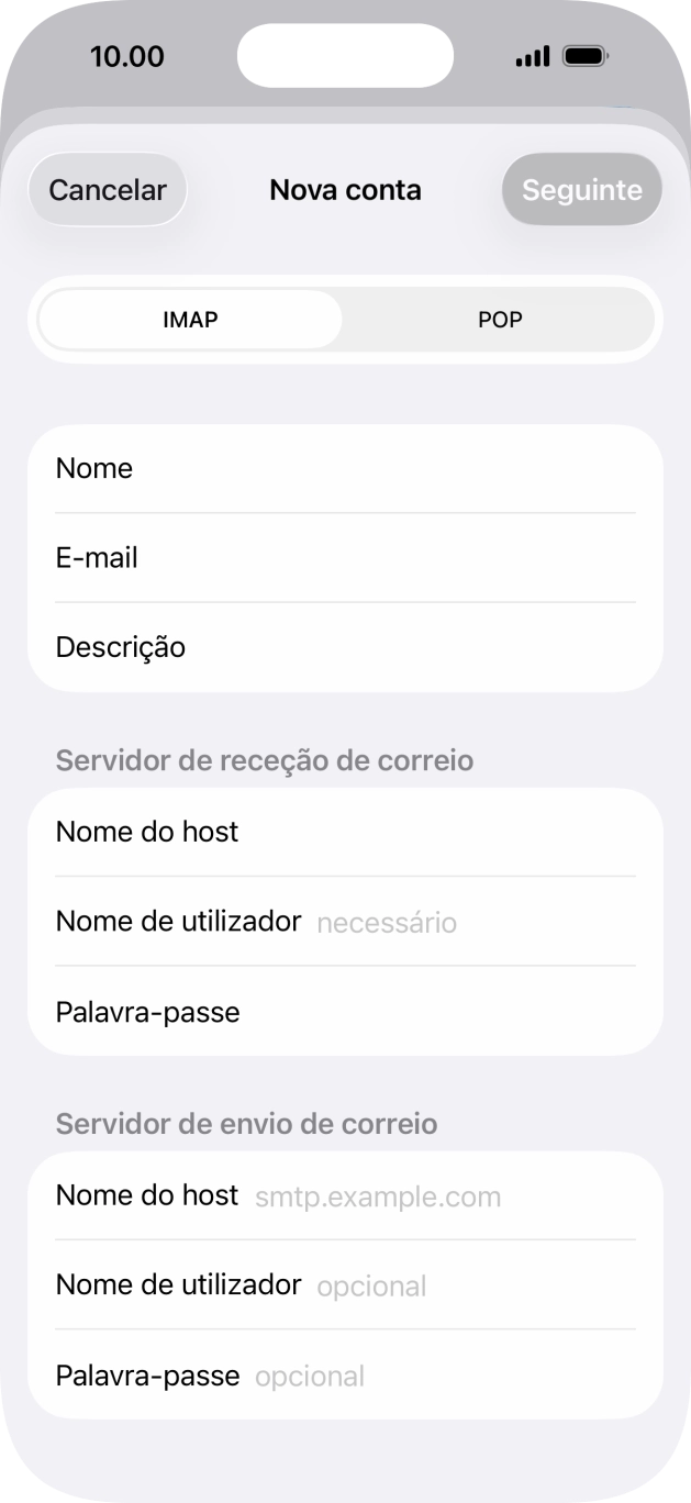 Prima Nome de utilizador e introduza o nome de utilizador da sua conta de e-mail na Vodafone.
