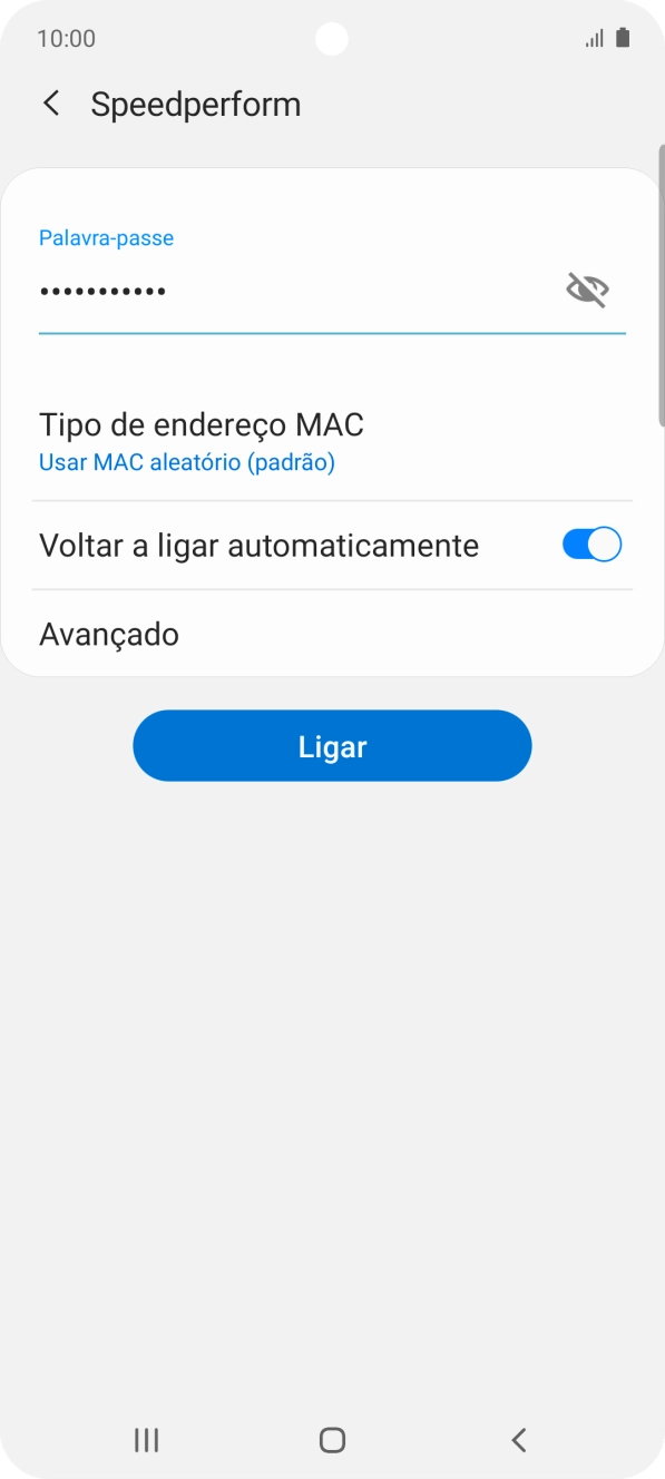 Introduza a password da rede Wi-Fi e prima Ligar.