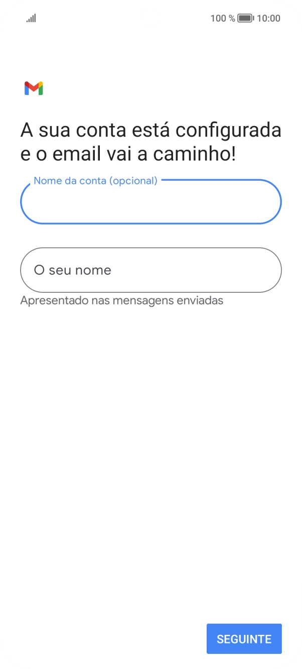 Prima O seu nome e introduza o nome do remetente pretendido.