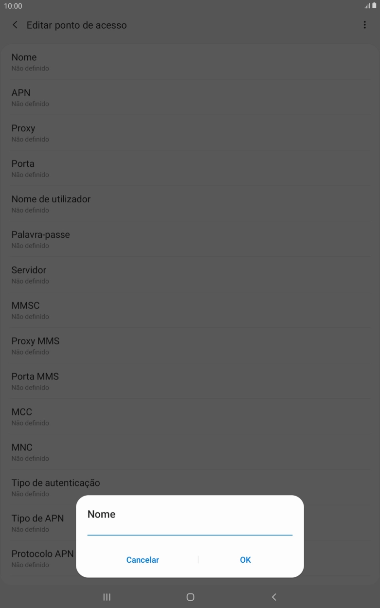Introduza Vodafone Internet e prima OK.