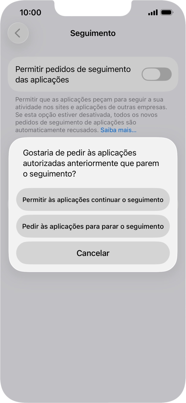 Se desativar a função, prima a definição pretendida.