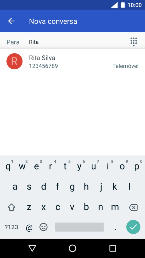 Prima o contacto pretendido.
