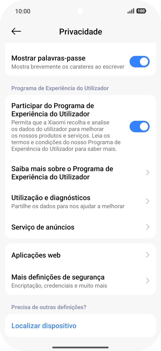 Prima Mais definições de segurança.