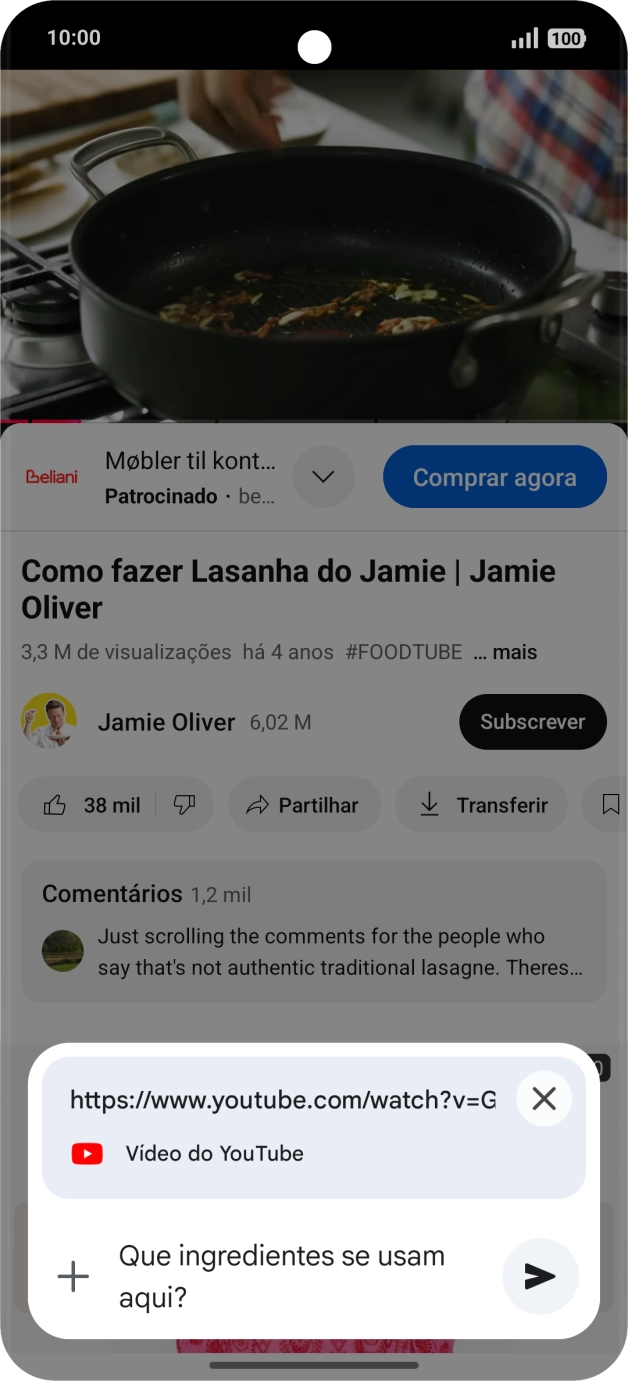Siga as indicações no ecrã para escrever ou ditar a pergunta pretendida para o vídeo.