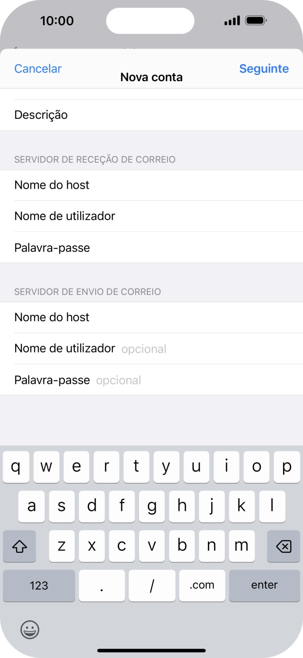 Prima Nome de utilizador e introduza o nome de utilizador da sua conta de e-mail na Vodafone.