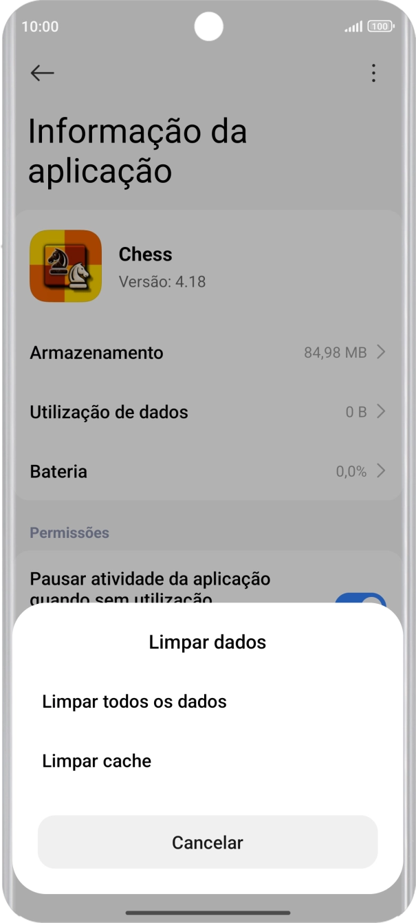 Prima Limpar cache.
