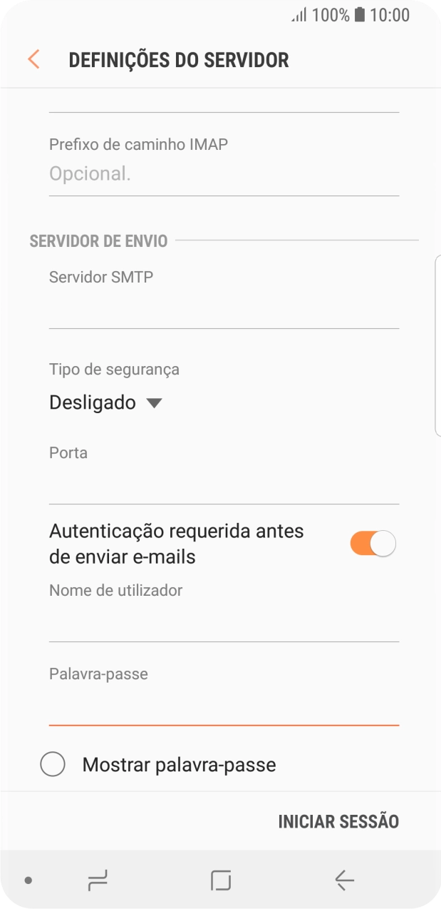 Prima INICIAR SESSÃO.
