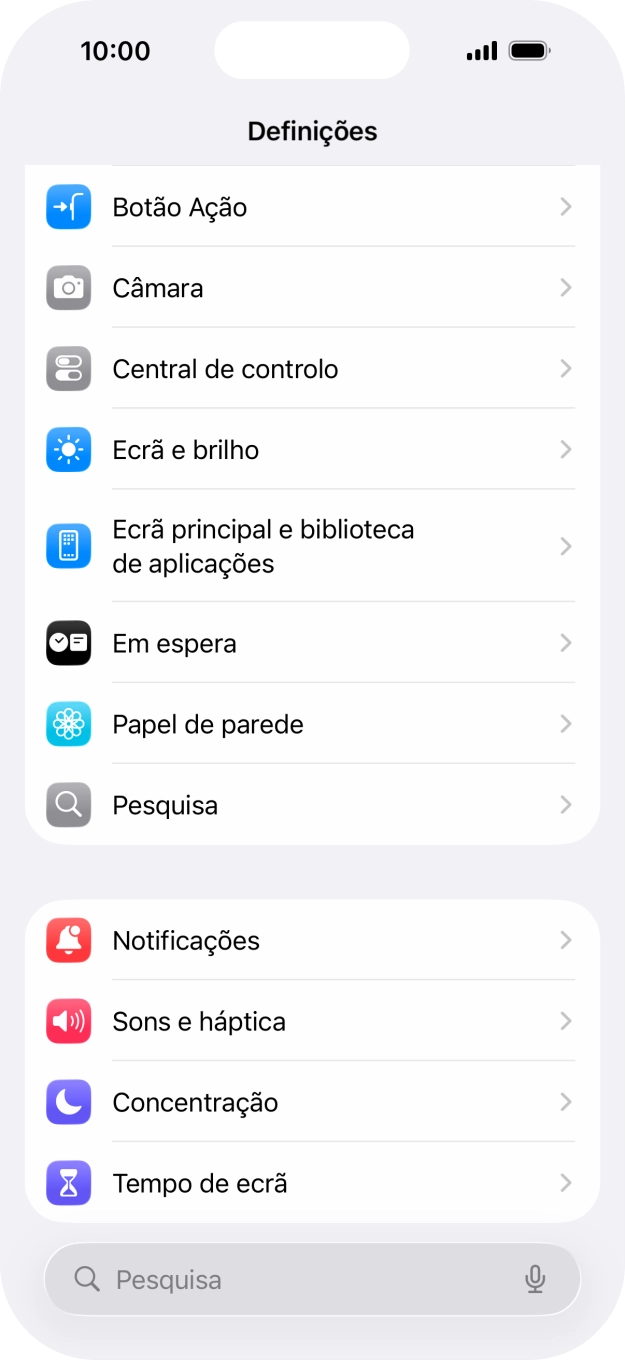 Prima Ecrã principal e biblioteca de aplicações.