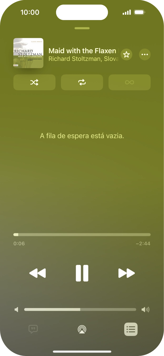 Prima o ícone de reprodução aleatória para ativar ou desativar a função.