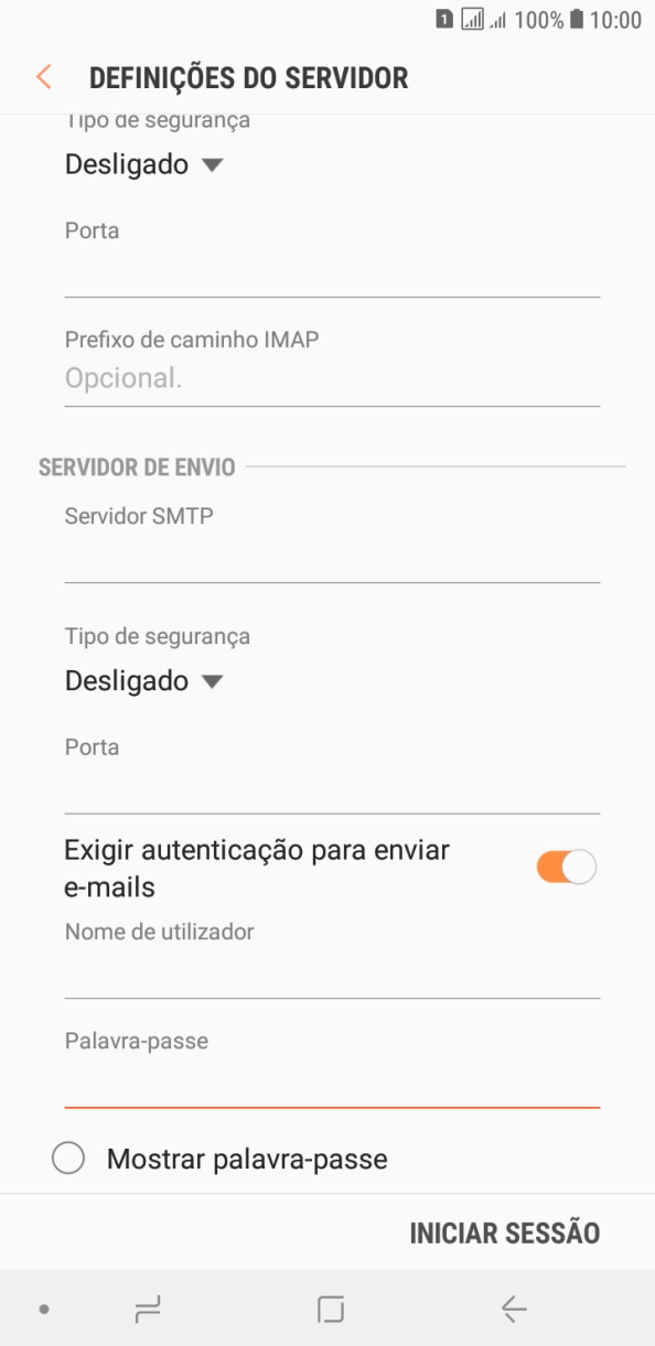 Prima INICIAR SESSÃO.