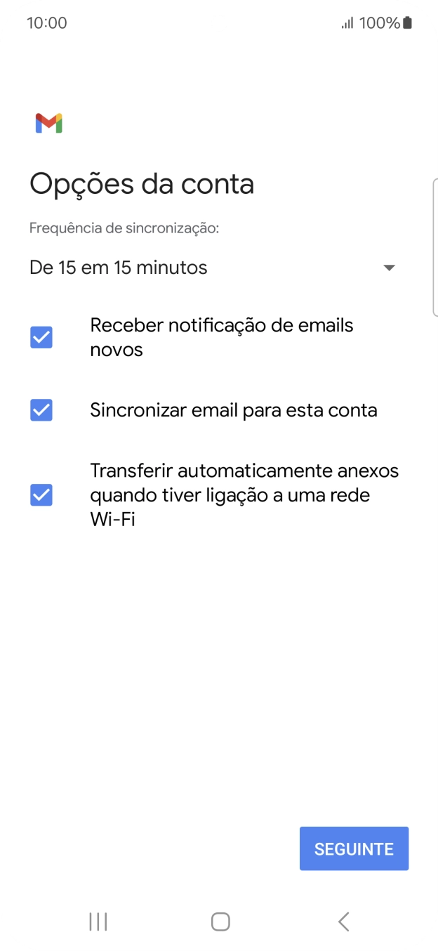 Se o ecrã mostrar esta imagem, a sua conta foi identificada e configurada automaticamente. Siga as indicações no ecrã para introduzir informações adicionais e concluir a configuração.