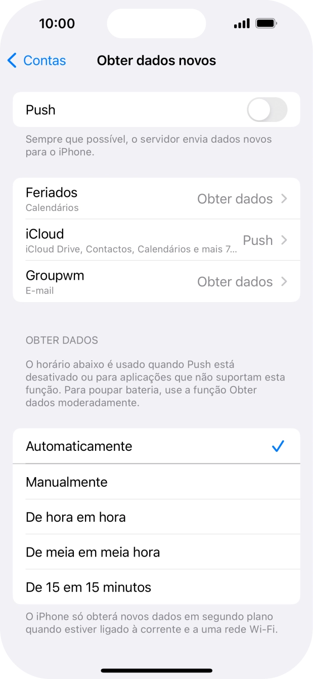 Se desativar a função, prima a definição pretendida.