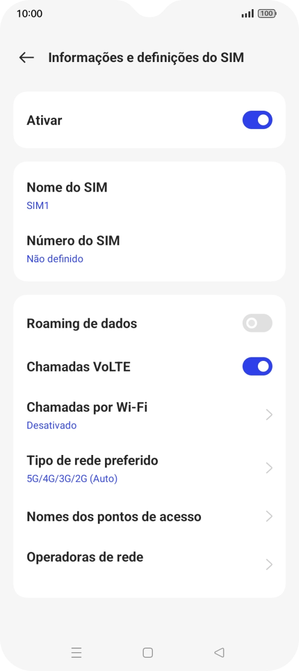 Prima Tipo de rede preferido.