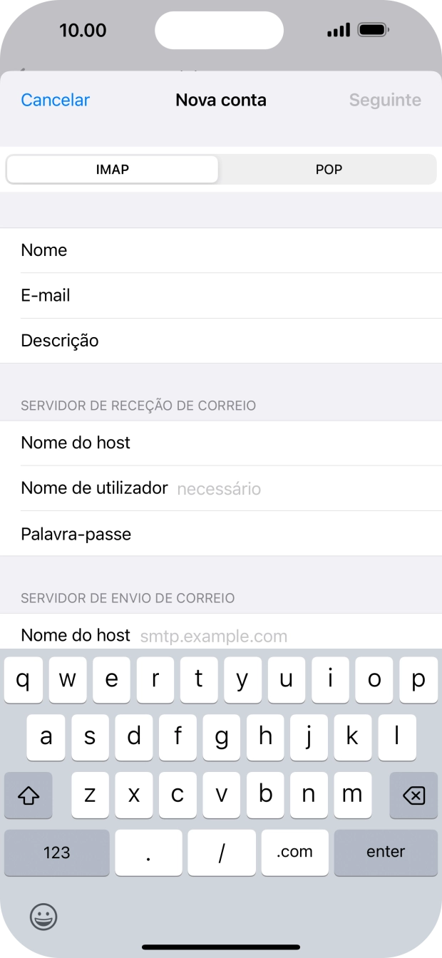 Prima Nome de utilizador e introduza o nome de utilizador da sua conta de e-mail na Vodafone.