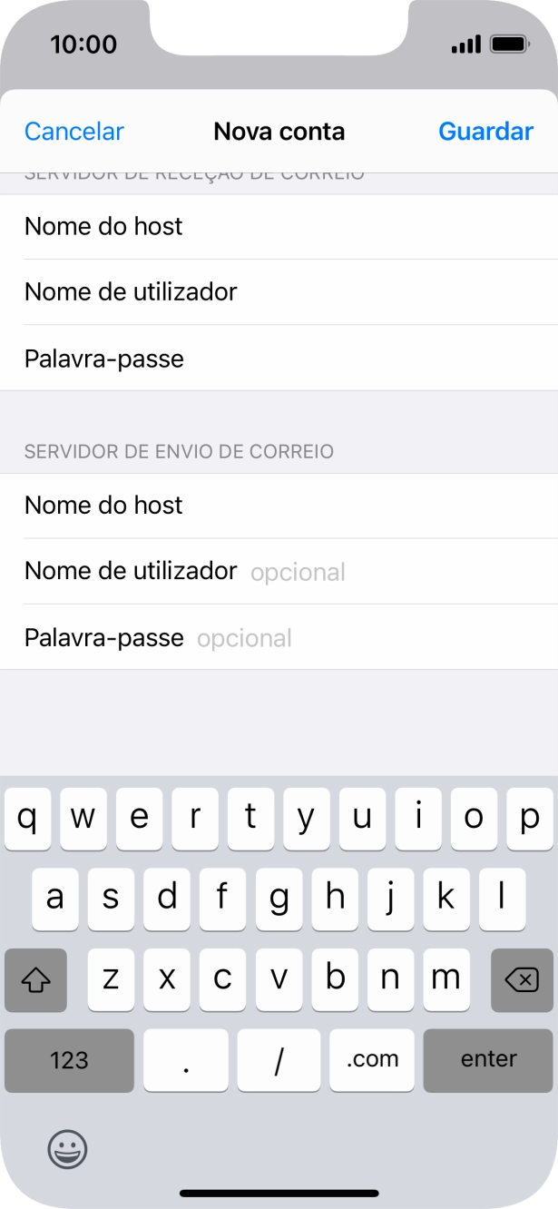 Prima Nome de utilizador e introduza o nome de utilizador da sua conta de e-mail na Vodafone.