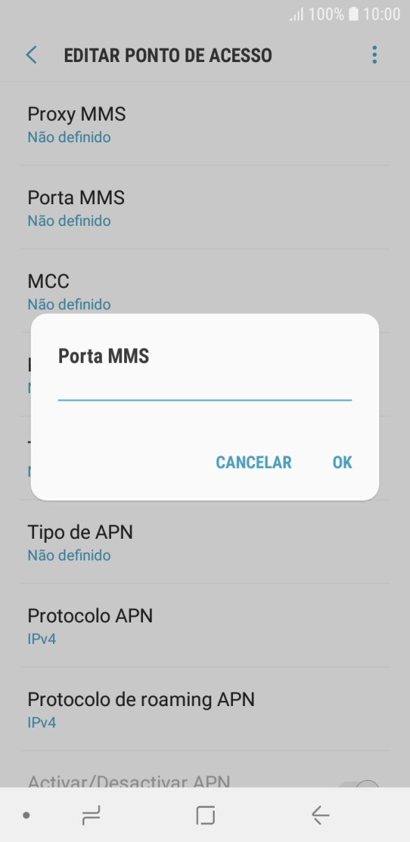 Introduza 80 e prima OK.