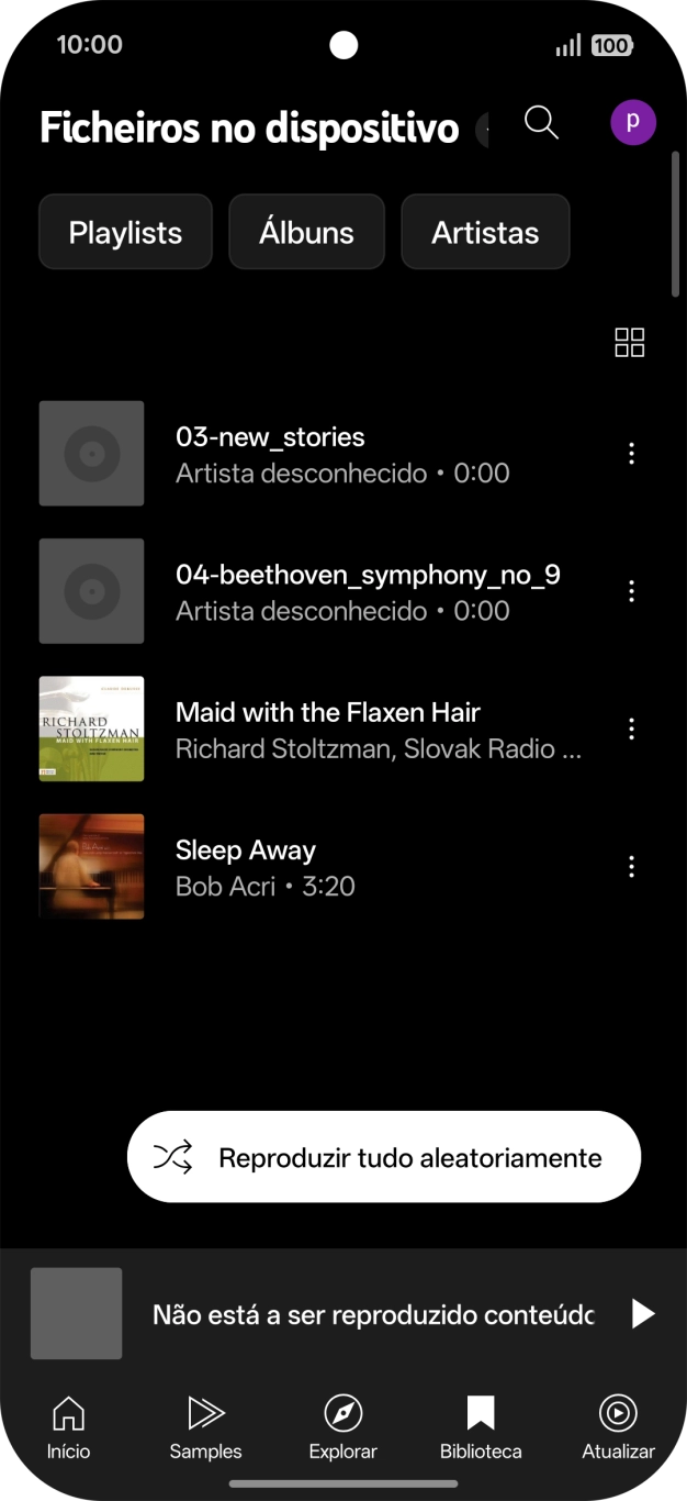 Prima o ficheiro de música pretendido.