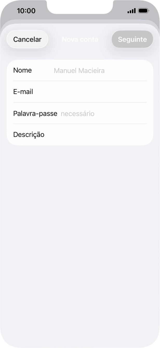 Prima Nome e introduza o nome do remetente pretendido.