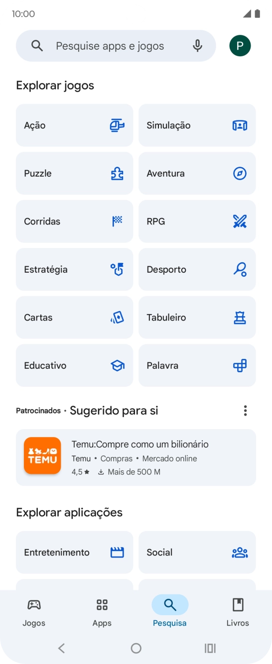 Prima a caixa de pesquisa.