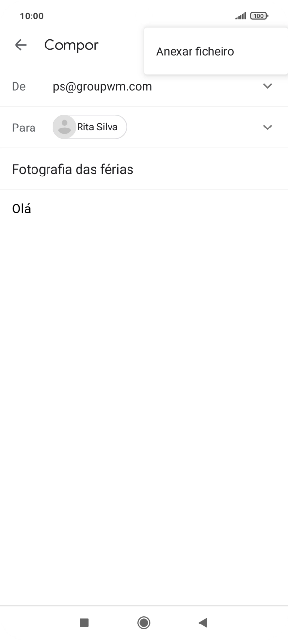 Prima Anexar ficheiro e vá até à pasta pretendida.