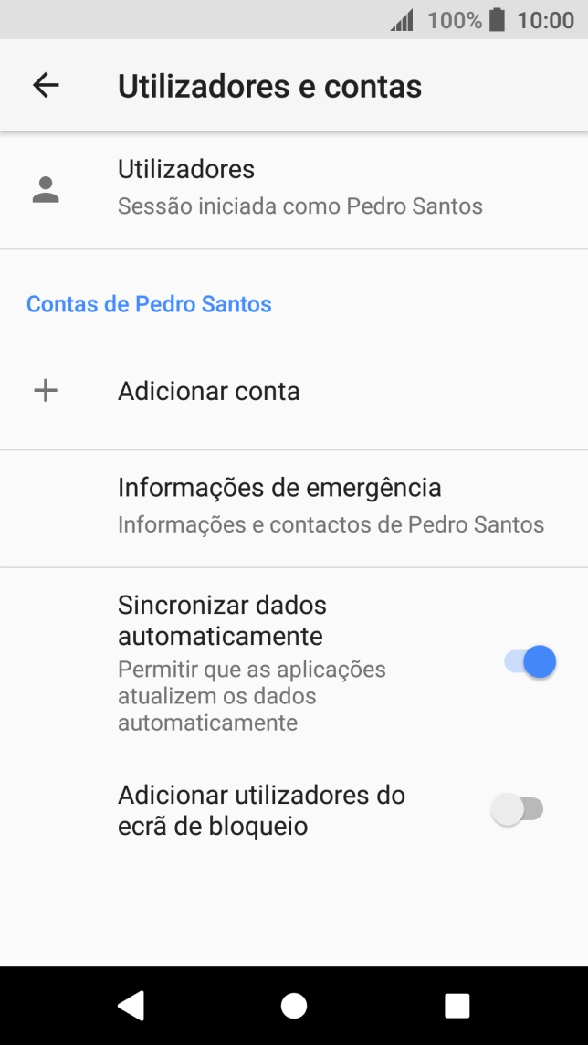 Prima Adicionar conta.