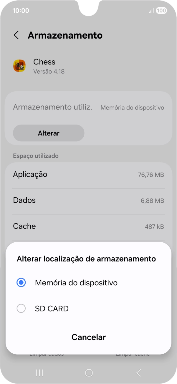 Prima o nome do cartão de memória.