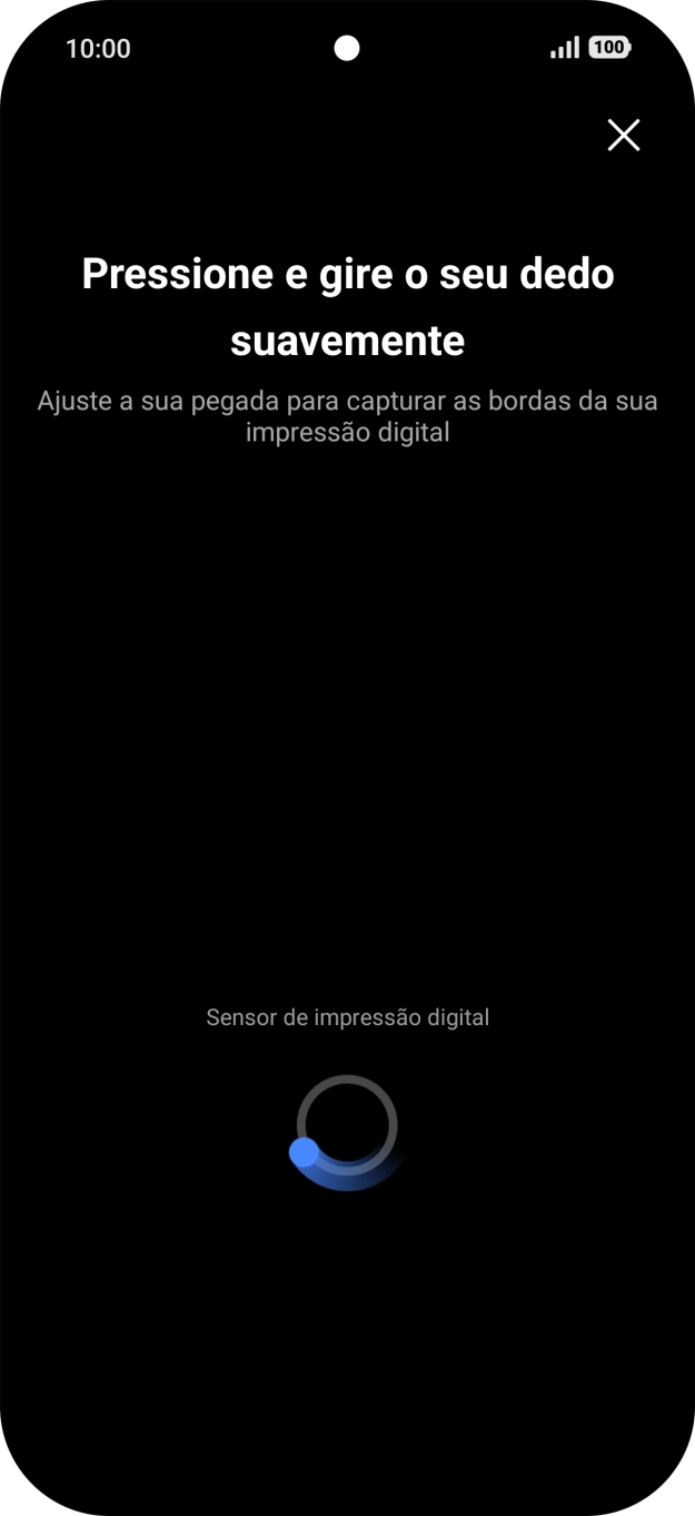 Siga as indicações no ecrã para definir a impressão digital como código de bloqueio.
