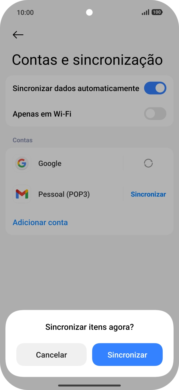 Se ativar a função, prima Sincronizar.
