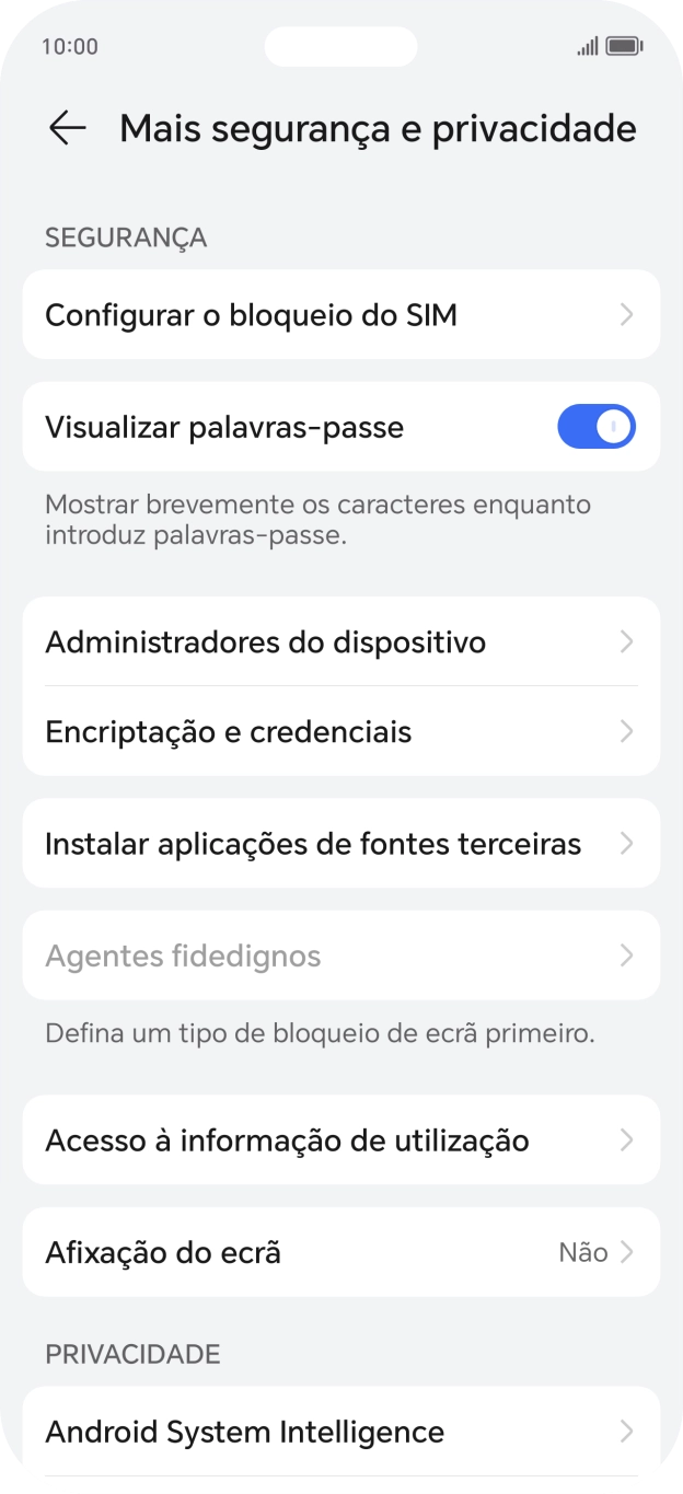 Prima Configurar o bloqueio do SIM.
