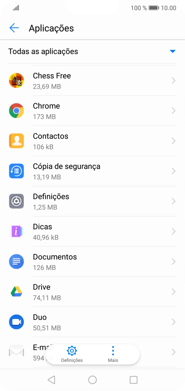 Prima a app pretendida.