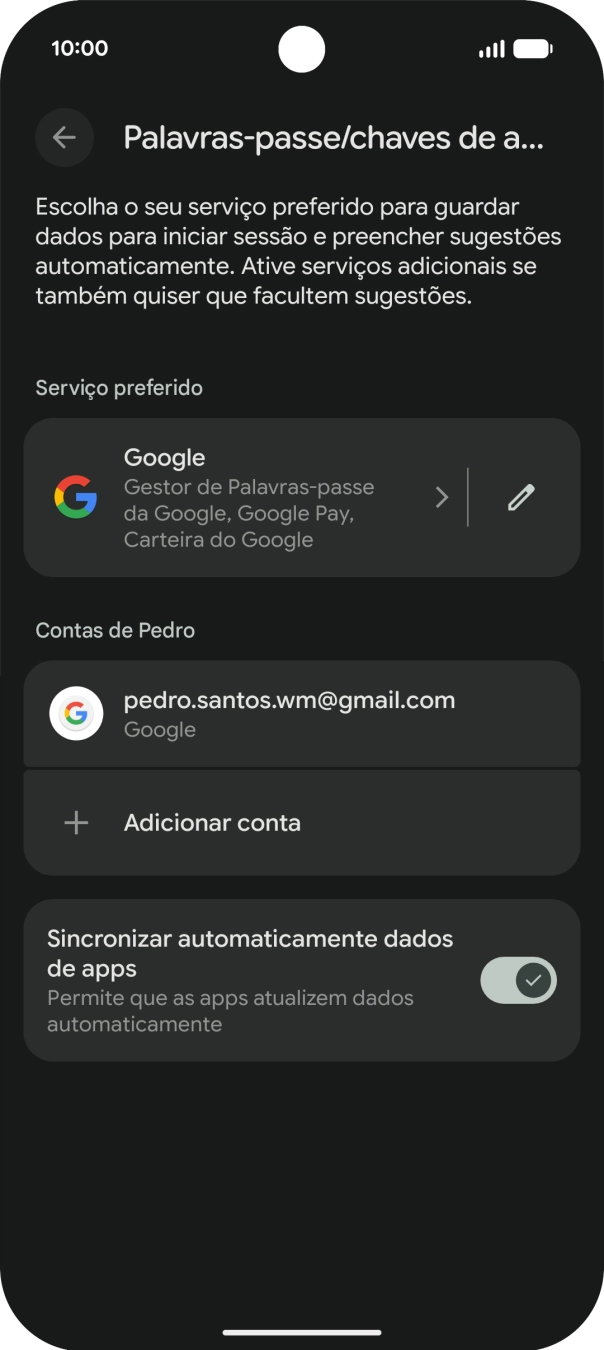 Prima Adicionar conta.